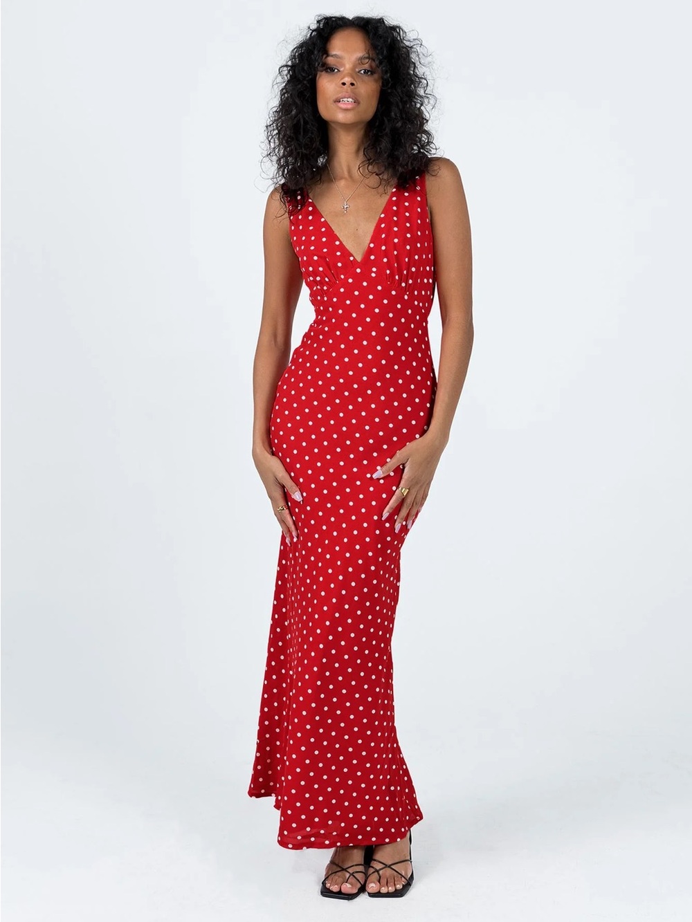Princess Polly Nellie Maxi Dress Red Polka Dot - Picture 2 of 11